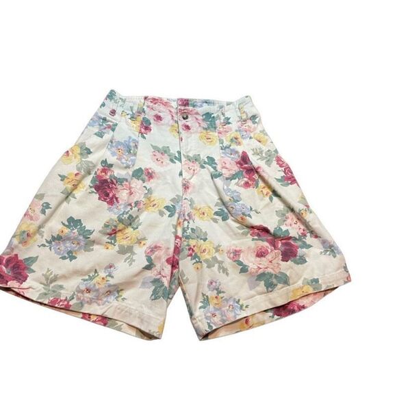Vintage Match Floral Long Shorts 1980’s Size 12 - Picture 1 of 7